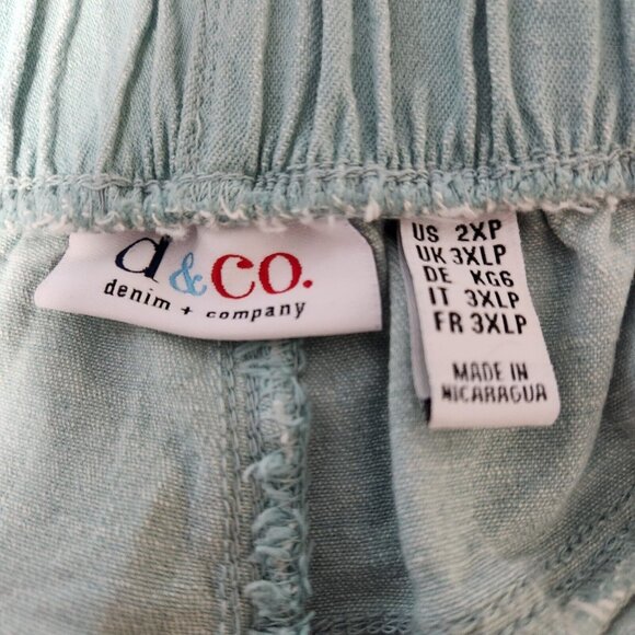 Denim & Co. Petite 2XP Aqua Green Classic Waist Stretch Pull-On Jeggings - Picture 3 of 4